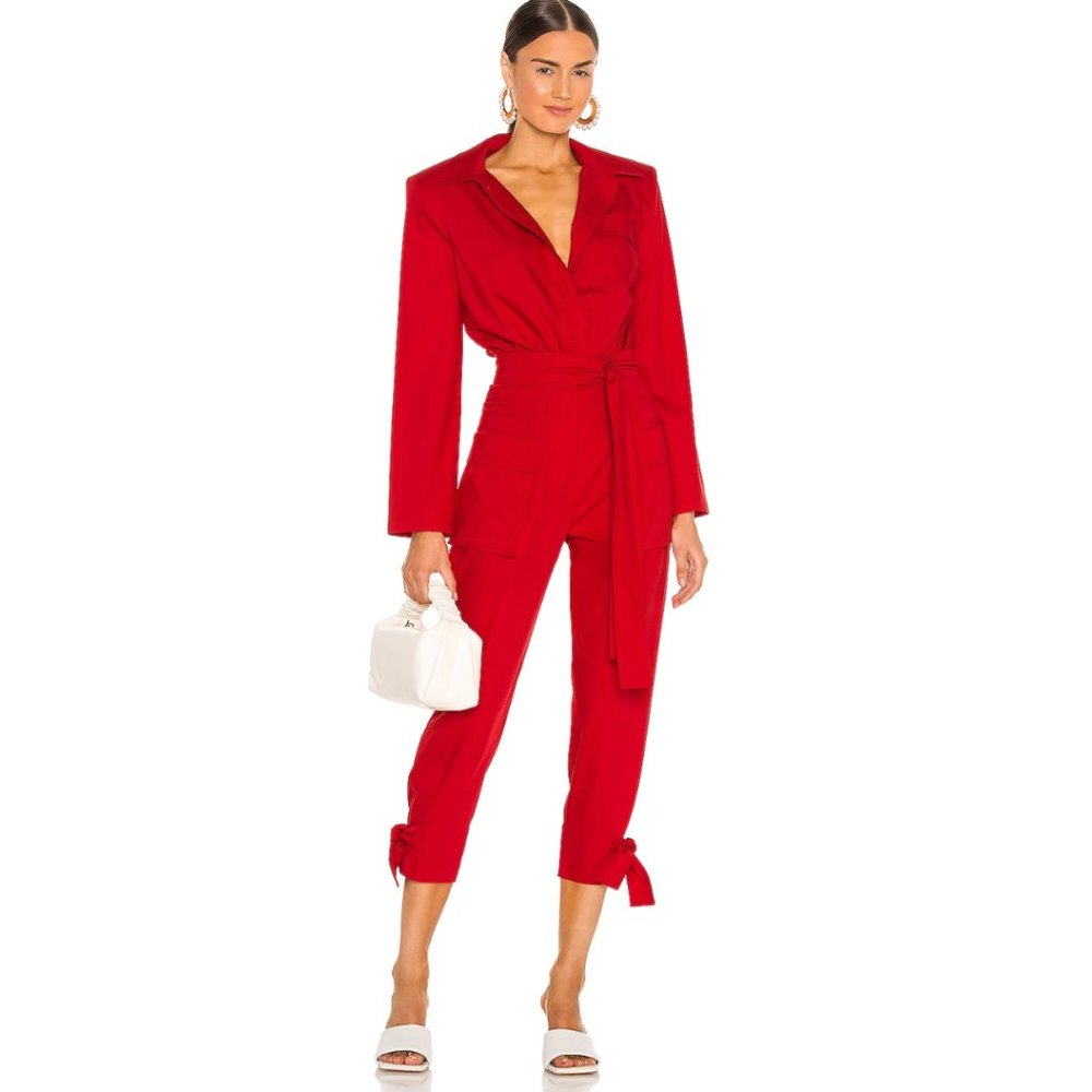 SELMACILEK Tie Detailed Jumpsuit in Red NWT Size Small
